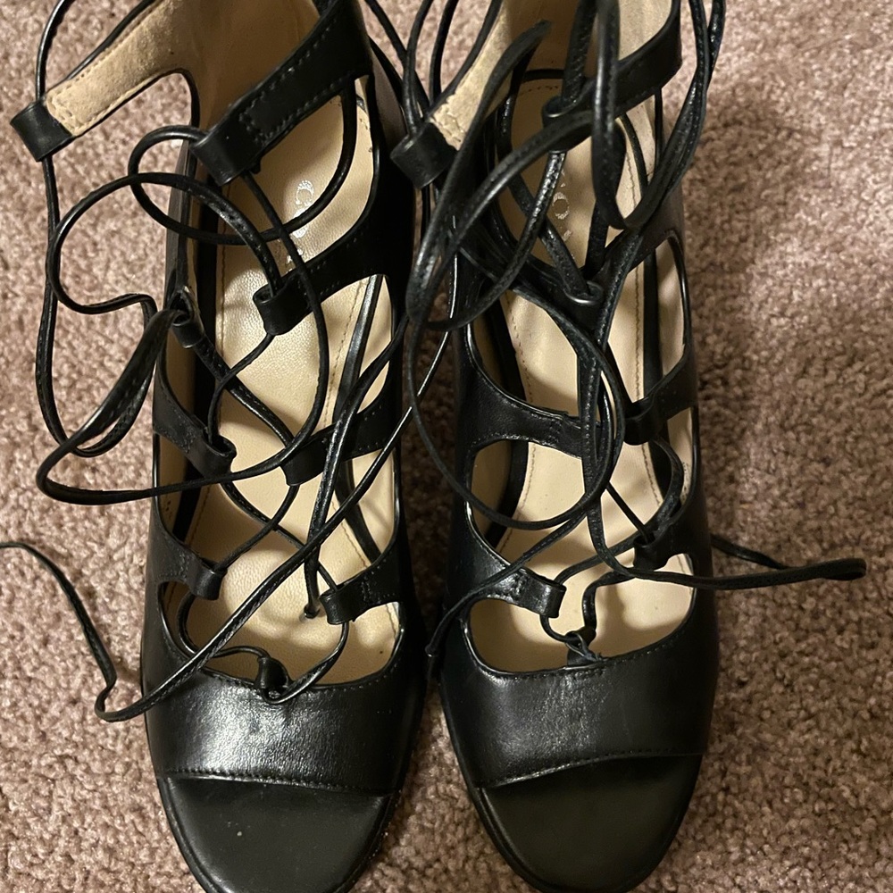 Coach Black Kira Lace Up Sandals Pumps